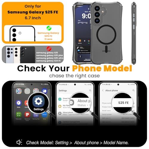 WRJ Magnetic Matte for Samsung Galaxy S26 FE Case,Samsung S25 FE Case [Fit for MagSafe][Military Grade Drop Protection] Translucent Shockproof Protective Phone Case-Black - color: Black, style: Matte