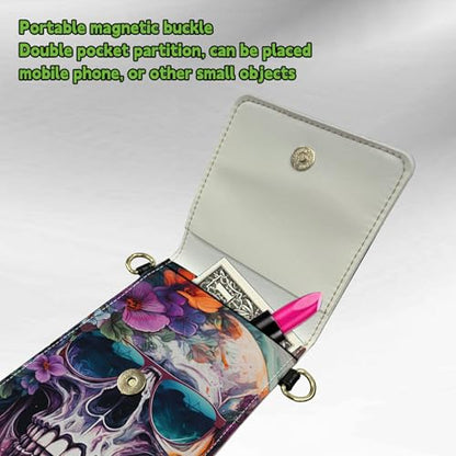 Small Crossbody Bags with Adjustable Shoulder Strap - color: Glasses Sugar Skull
