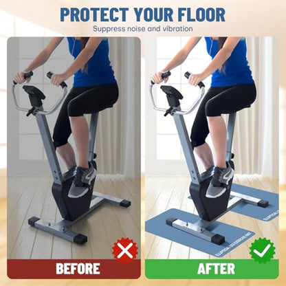 Under Desk Elliptical Mat - Non-Slip Exercise Equipment for Peloton Bike, Small Exercise Mat for Desk Workout Equipment - color: Sky Blue 1 Pc
