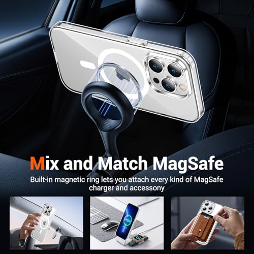 for iPhone 13 Pro Case Clear, Compatible with Magsafe, Anti-Yellowing, Military-Grade Protection, Shockproof Slim Magnetic Phone Case Cover, Transparent - color: A-Clear, size: iPhone 13 Pro