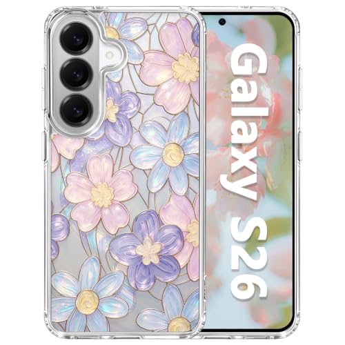 for Samsung Galaxy S26 Magnetic Case【Compatible with MagSafe】 Aesthetic Oil Painting Stained Glass Flower Design, Slim Fit Hard PC Back Shockproof Clear Phone Cover, Colorful Flower - color: Colorful Flower, size: Galaxy S26