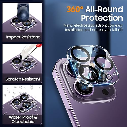 UniqueMe 3 Pack for iPhone 14 Pro Max/14 Pro Camera Lens Protector-Clear