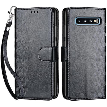 for Samsung Galaxy S10 Wallet case, Black-Cube | 3 Card Holders, Kickstand, Shockproof TPU Shell, PU Leather, Magnetic Closure, Protective Flip Folio Cover, Women - color: 4