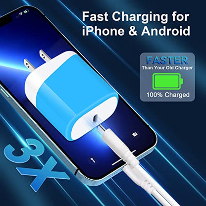 20W Samsung Wall Charger for Samsung Galaxy A17 A16 A15 A36 A56 S26 Ultra S26+ S26 S25 FE Z Fold 7/Flip 7,USB C Fast Charging Block Charger Box Brick Travel Cube for iPhone 17 16 15 14 13 12,Pixel 10a - color: Blue