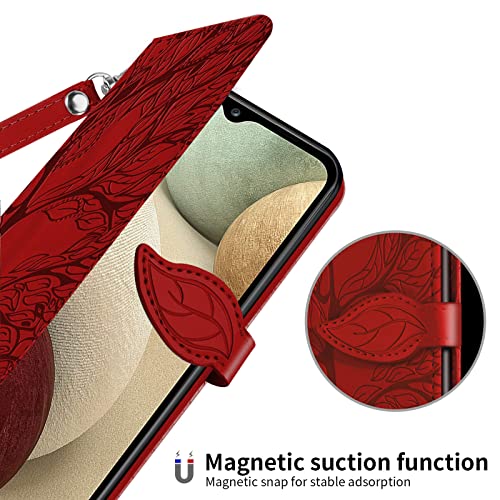 Wallet Case for Samsung Galaxy A13 5G 2021 with Card Holder/Slot,Leather Flip Folio Stand Shell Magnetic Closure Wrist Strap Kickstand Phone Case(Galaxy A13 5G 6.5 inch) Red - color: Red, size: Samsung Galaxy A13 5G