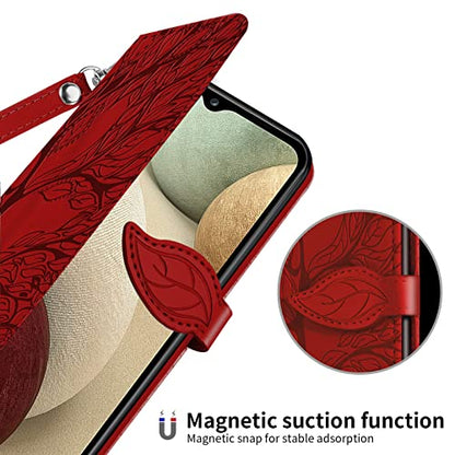 Wallet Case for Samsung Galaxy A13 5G 2021 with Card Holder/Slot,Leather Flip Folio Stand Shell Magnetic Closure Wrist Strap Kickstand Phone Case(Galaxy A13 5G 6.5 inch) Red - color: Red, size: Samsung Galaxy A13 5G