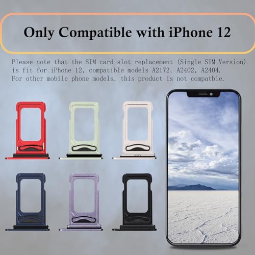Dual 6 Color for iPhone 12 SIM Card Tray Holder Replacement with SIM Ejector SIM Card Slot White Black Blue Red Purple Green a Set for iPhone12 A2172 A2402 A2404