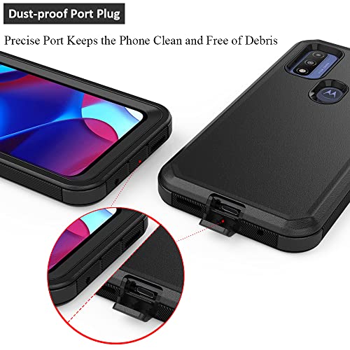 Compatible with Motorola G Pure/Moto G Power 2022 Case, Heavy Duty Rugged Shockproof Full Body Protection Kickstand Case with Belt Clip Holster for Motorola G Pure 6.5 inch Phone (Black) - color: Black