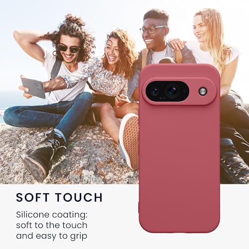 kwmobile Case Compatible with Google Pixel 9 Case - Protective Slim TPU Phone Cover - Soft Matte Finish - Dark Rose - color: Dark Rose, size: Pixel 9