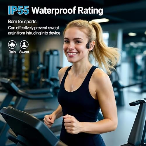 Bone Conduction Headphones - Bluetooth 5.4 Wireless Open-Ear Headphones with Microphone, IPX5 Sweatproof Running Headset, 12Hrs Battery Life for Cycling, Hiking, Workout & Sports (Black)