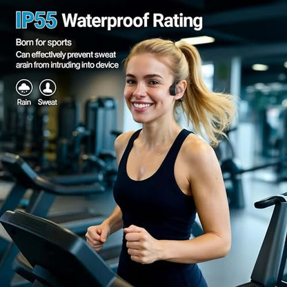 Bone Conduction Headphones - Bluetooth 5.4 Wireless Open-Ear Headphones with Microphone, IPX5 Sweatproof Running Headset, 12Hrs Battery Life for Cycling, Hiking, Workout & Sports (Black)