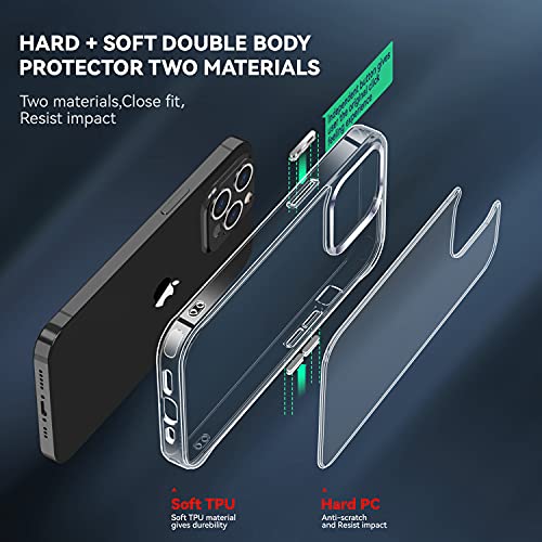 navor Transparent Phone Case Compatible with iPhone 13 Pro 6.1-inch Lightweight Anti-Yellowing Scratch-Resistant Slim Fit [Clear]