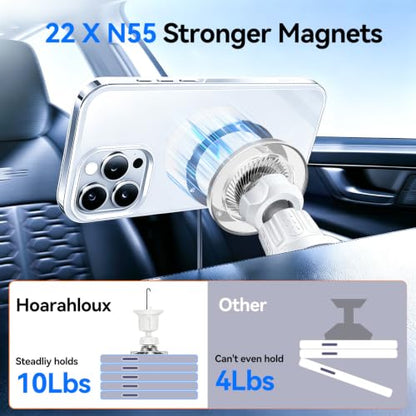 for MagSafe Car Mount,【22 N55 Super Magnets】 Magnetic Phone Holder for Car Air Vent, Cell Phone Mount Car Accessories Compatible with iPhone 17 16 15 14 13 12 Pro Max (White) - color: White