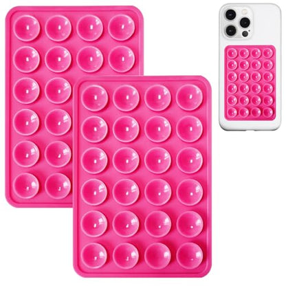 Anteel 2 Pack Silicone Suction Phone Case Mount, Non Slip Sticky Phone Grip for Cellphone, Silicon Adhesive Suction Cup Phone Mount, Strong Grip Holder for Selfies & Videos (Rose) - color: Rose