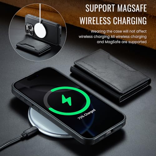K2 2 in 1 Detachable Magnetic Phone Cases Compatible with iPhone 16 Pro Max Case with Card Holder RFID Blocking, Compatible with Magsafe Wallet, Leather 6.9'' (Black, iPhone 16 Pro Max) - color: Black, size: iPhone 16 Pro Max