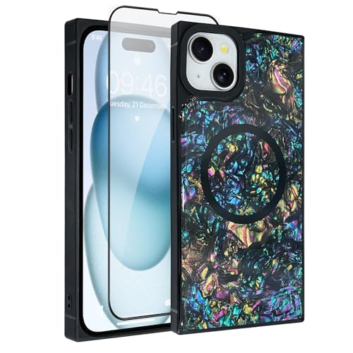AIGOMARA Magnetic Rectangle for iPhone 15 Plus Case, Abalone Shell - color: Abalone, size: iPhone 15 Plus