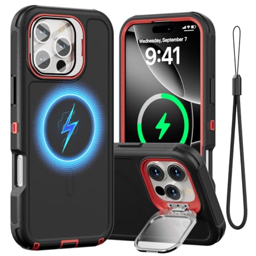 Follaroma for iPhone 16 Pro Case,Magnetic,Heavy Duty Case,6.3'',Black-red - color: Black-red, size: iPhone 16 Pro 6.3''