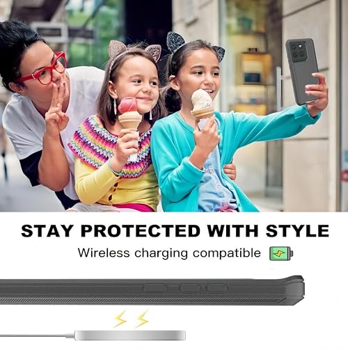 for Moto Edge 2025 Phone Case 3 in 1 Shockproof TPU Hard PC Bumper Drop-Proof Shell Black - color: Black