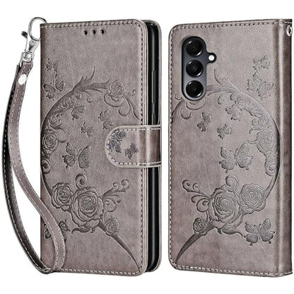 for Samsung Galaxy A16 5G Wallet case, Gray Flower | 3 Card Holders, Kickstand, Shockproof TPU Shell, PU Leather, Magnetic Closure, Protective Flip Folio Cover, Women - color: 9