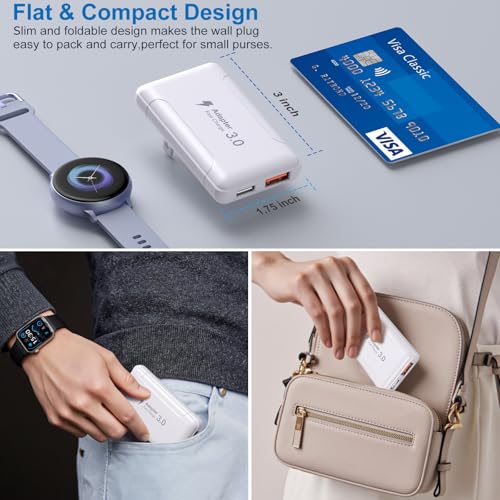 Slim Flat USB C Wall Charger, Costyle 2 Pack 50W USB A & USB C Charger Block Quick Fast Charge 3.0 Charging Block Brick with Foldable Plug Adapter for iPhone 17 16 15 14 13 12 Pro Max Pad Air(White) - color: White