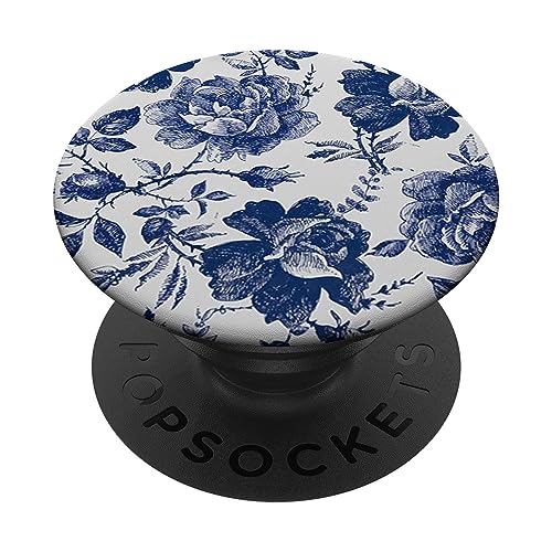 Rose to Fame Blue & White Rose PopSockets Adhesive PopGrip - style: Adhesive PopGrip