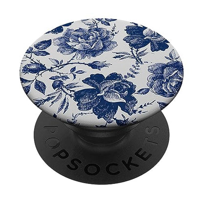 Rose to Fame Blue & White Rose PopSockets Adhesive PopGrip - style: Adhesive PopGrip