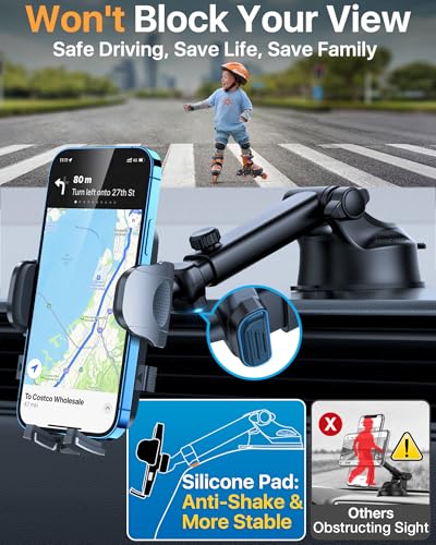 【Upgraded Strongest Suction & Pro Military-Grade】Ultimate Car Phone Mount【360°Rotatable Suction】Cell Phone Holder Truck Stand for Dashboard Windshield Vent for iPhone 18 Pro Max Samsung,Graphite Black - color: Graphite Black