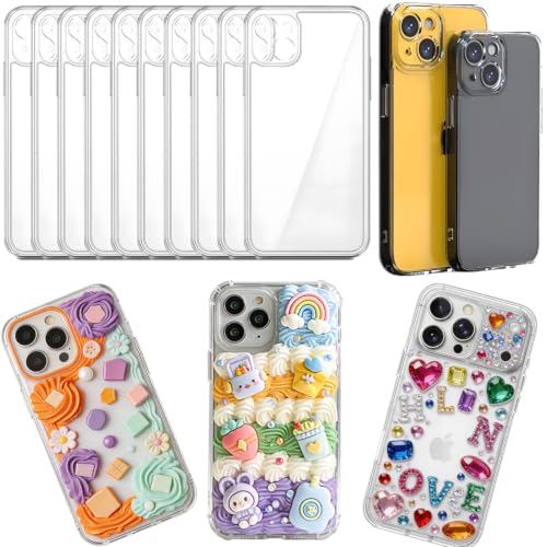 stino DIY Phone Junk Case for iPhone, 10 Pack Clear Cases, Crystal Transparent Junk Case Supplies (for iPhone 15) - size: for Iphone 15