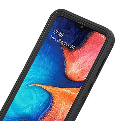 Heavy Duty Defender Armor Case for Samsung Galaxy A20/A30/A50 - Built-in Screen Protector - Black - color: Black