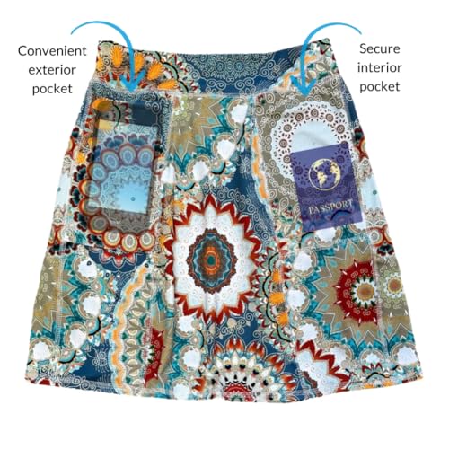 BANDI Pocketed Skirt - Women's Everyday Skirt with Pockets, UPF 50, 4-Way Stretch, Lightweight, Wrinkle-Free – Made in USA - color: Mandala, size: Small