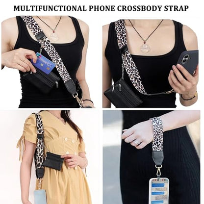 Crossbody Body Phone Holder for Women, New Phone Strap with Zippered Pouch, Adjustable Crossbody Strap - color: Brown Black