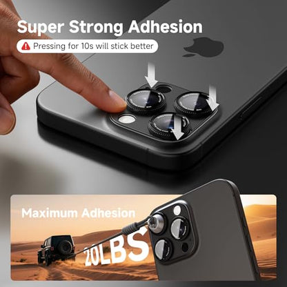 CACOE Metal Camera Lens Protector for iPhone 16Pro/16ProMax/14Pro/14ProMax - color: Dark Black