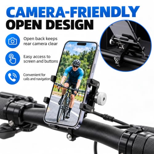 ROCKBROS Aluminum Bike Phone Mount for 4.7-7.1" Phones Handlebar Mount - style: Handlebar Mount(Black Red)