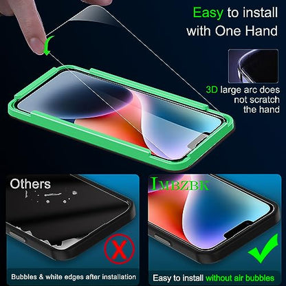 IMBZBK Screen Protector for iPhone 14, Tempered Glass, 3+3 Pack - color: 14-Transparent