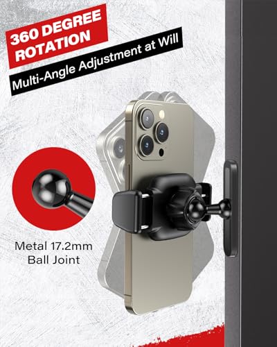 APPS2Car Magnetic Phone Holder for Gym, Aluminum Alloy Base and Joint 360 Adjustable, Compatible with 4.7-6.9" All Phones & Heavy Case, Grey - size: Larger Grey - 1 Pack