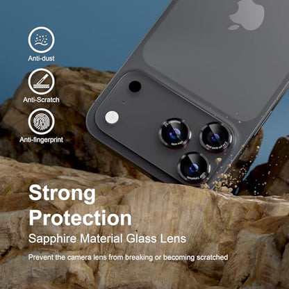 Compatible with iPhone 17 Pro Max/17 Pro Camera Lens Protector - color: Black + Red