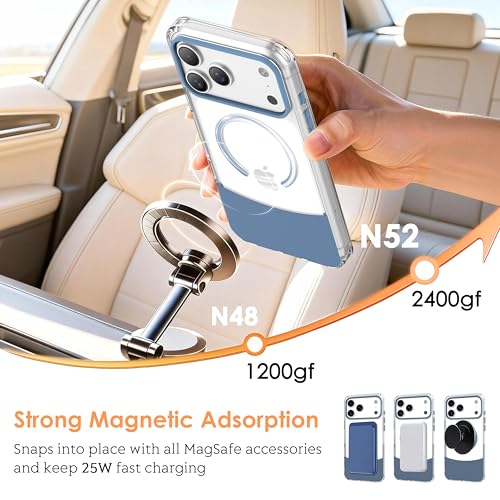 Magnetic Case for iPhone 17 Air, Crystal Clear, [Compatible with Magsafe][Military Grade Drop Protection] Anti-Yellowing Slim Shockproof Transparent Protective Phone Cover, Blue - color: Blue, size: iPhone 17 Air