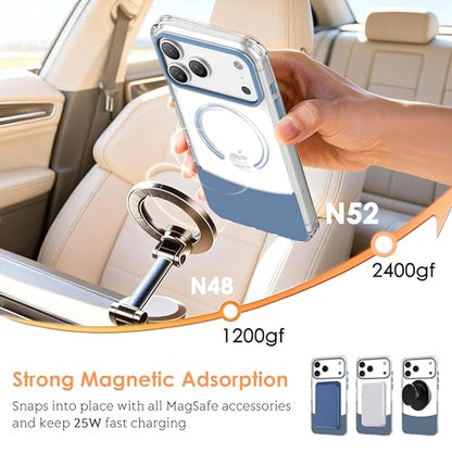 Magnetic Case for iPhone 17 Air, Crystal Clear, [Compatible with Magsafe][Military Grade Drop Protection] Anti-Yellowing Slim Shockproof Transparent Protective Phone Cover, Blue - color: Blue, size: iPhone 17 Air