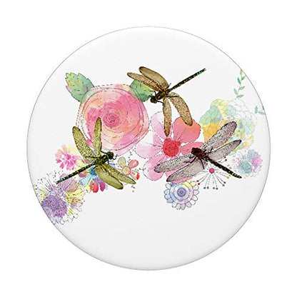 Dragon Flies on Floral Background - Cool Family Gift PopSockets PopGrip: Swappable Grip for Phones & Tablets