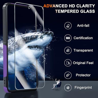 Case Compatible with Moto G Stylus 5G 2024, Full Body Heavy Duty Rugged Shockproof Protective Phone Cover with Lanyard Strap, Tempered Glass Screen Protector, Lavender | with Tempered Glass Screen Protector+Lanyard Strap,Rugged Shockproof Protective Phone