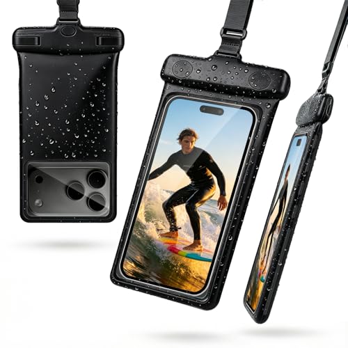 wellhouse Waterproof Phone Pouch, Waterproof Phone Case for iPhone 17 16 15 14 13 Pro Max XS Samsung, IPX8 3D Cellphone Dry Bag Beach Essentials (1 Pack -Earl Black 7 inch) - color: 1 Pack -Earl Black 7 inch