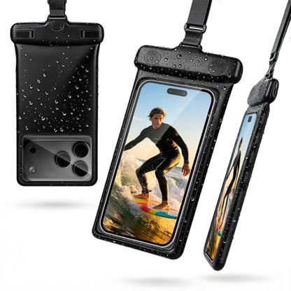 wellhouse Waterproof Phone Pouch, Waterproof Phone Case for iPhone 17 16 15 14 13 Pro Max XS Samsung, IPX8 3D Cellphone Dry Bag Beach Essentials (1 Pack -Earl Black 7 inch) - color: 1 Pack -Earl Black 7 inch