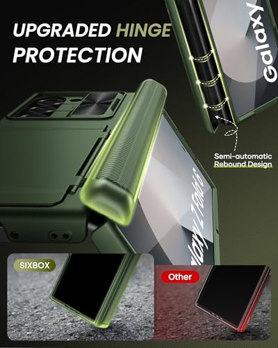 for Samsung Galaxy Z Fold 6 Case with Card Holder, Green - color: Green
