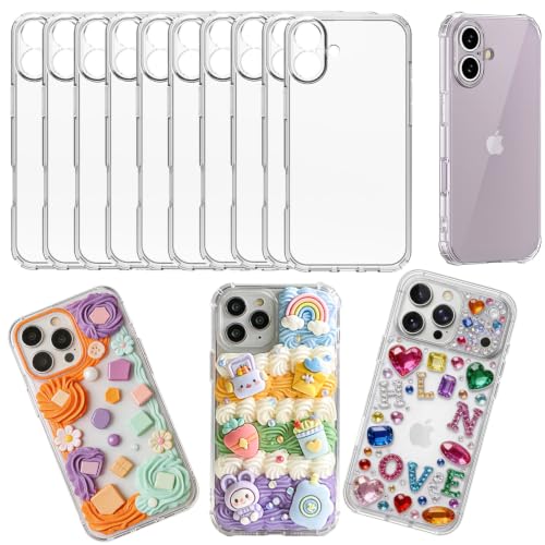 stino DIY Phone Junk Case for iPhone, 10 Pack Clear Cases, Crystal Transparent Junk Case Supplies (for iPhone 16) - size: for Iphone 16