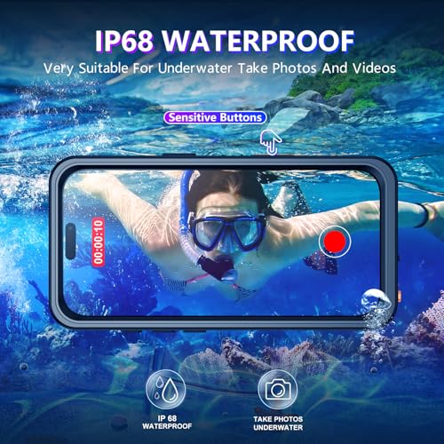 Compatible with iPhone 16 Pro Max Case Waterproof, Built-in Screen & Camera Protector IP68 Underwater Full Body 16FT Military Dropproof Shockproof Phone Case 6.9"-Black/Clear - color: Black, size: iPhone 16 Pro Max