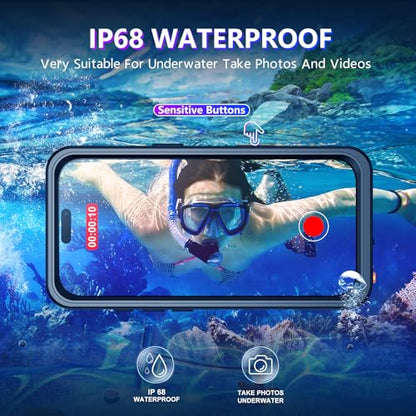 Compatible with iPhone 16 Pro Max Case Waterproof, Built-in Screen & Camera Protector IP68 Underwater Full Body 16FT Military Dropproof Shockproof Phone Case 6.9"-Black/Clear - color: Black, size: iPhone 16 Pro Max