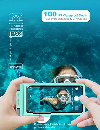wellhouse Waterproof Phone Pouch, Waterproof Phone Case for iPhone 17 16 15 14 13 Pro Max XS Samsung, IPX8 3D Cellphone Dry Bag Beach Essentials (1 Pack - Crystal Green7.0, 7 inch) - color: 1 Pack - Crystal Green7.0"