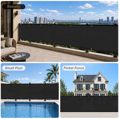 SUNNY GUARD 3' x 10' Balcony Privacy Screen, HDPE Patio Railing Cover Fence - color: Black, size: 0 3' x 1 0'