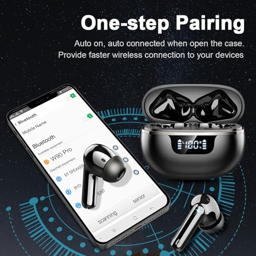 Wireless Earbuds, 2026 Bluetooth 5.4 Headphones HiFi Stereo 50H In Ear Buds - color: Black
