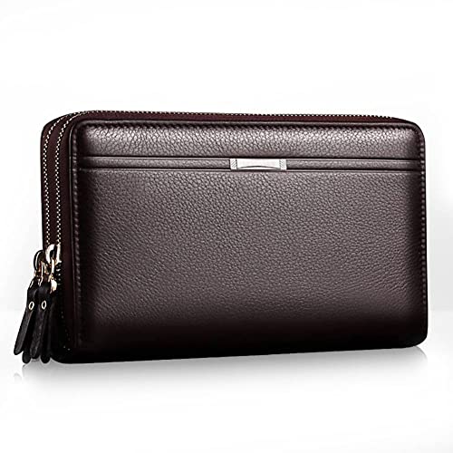 Mens Wallet Long Purse Leather Clutch Large Business Handbag Phone Card Holder Case Gift for Men Father Son Husband Boyfriend - color: Brown